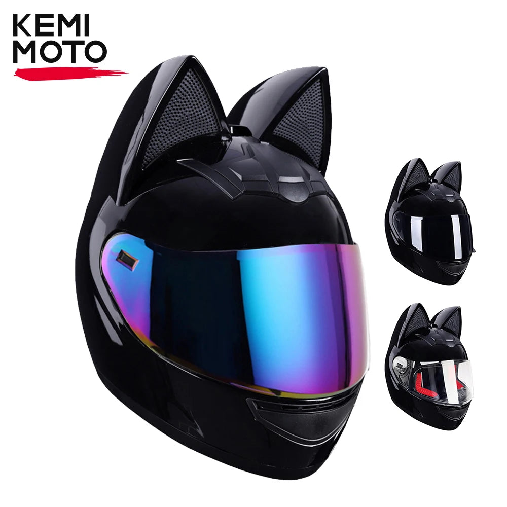 Feline Rider – Cat-Ears Full-Face Helmet