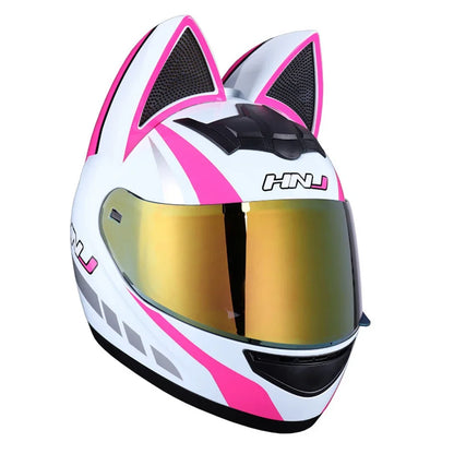 Feline Rider – Cat-Ears Full-Face Helmet