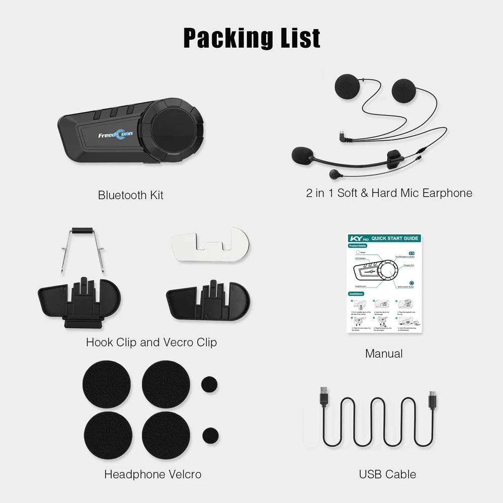 FreedConn KY Pro – Premium Bluetooth Motorcycle Headset