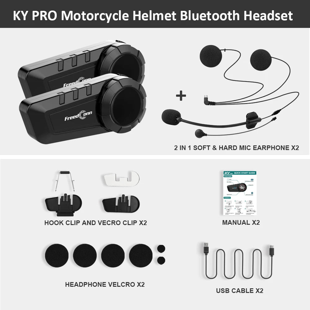 FreedConn KY Pro – Premium Bluetooth Motorcycle Headset