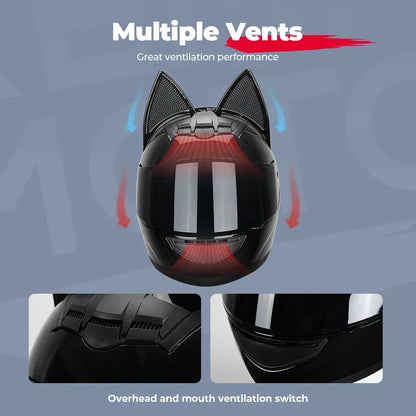 Feline Rider – Cat-Ears Full-Face Helmet